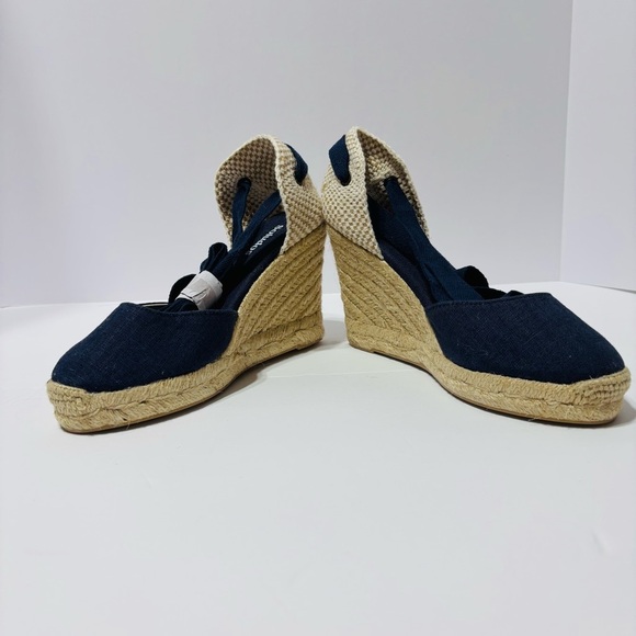 Soludos Blue and Cream
Espadrille Wedges with Ankle Strap - Picture 6 of 9
